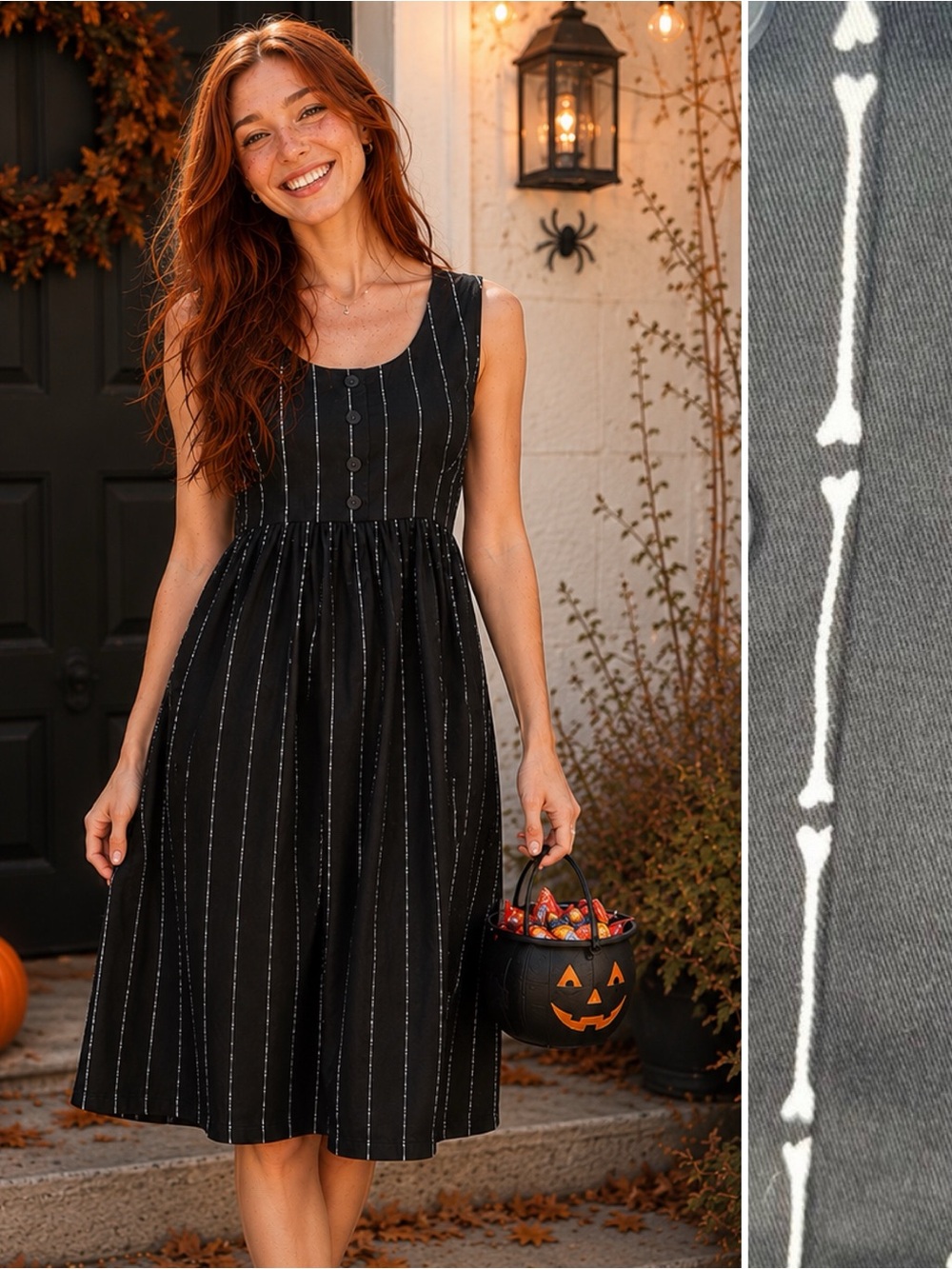 Modcloth Black Friday Striped to the Bone Midi Dress Midi Dress 10 AU 6 US NWT